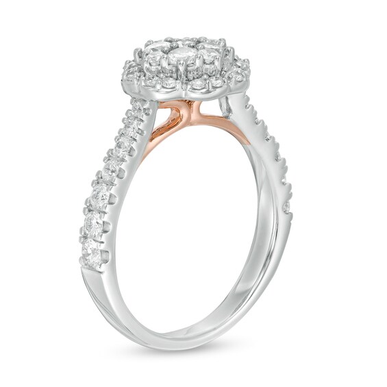 1 CT. T.w. Composite Diamond Scallop Frame Engagement Ring in 14K Two-Tone Gold