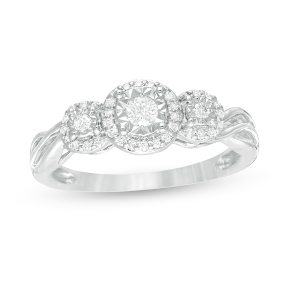 1/4 CT. T.w. Diamond Past Present FutureÂ® Frame Twist Engagement Ring in 10K White Gold