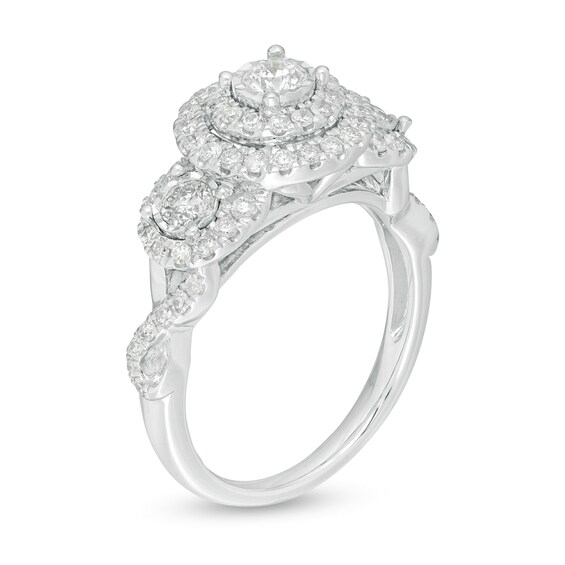 1 CT. T.w. Diamond Past Present FutureÂ® Double Frame Twist Engagement Ring in 10K White Gold