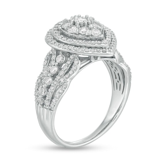 1 CT. T.w. Diamond Double Pear-Shaped Frame Multi-Row Engagement Ring in 10K White Gold