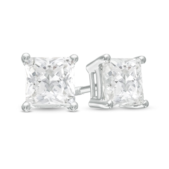 2 CT. T.w. Princess-Cut Diamond Solitaire Stud Earrings in 14K White Gold