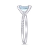 Thumbnail Image 3 of Emerald-Cut Aquamarine and 1/10 CT. T.W. Diamond Prong Engagement Ring in 14K White Gold