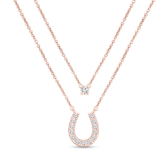 1/4 CT. T.w. Diamond Horseshoe Double Strand Layered Necklace in 10K Rose Gold