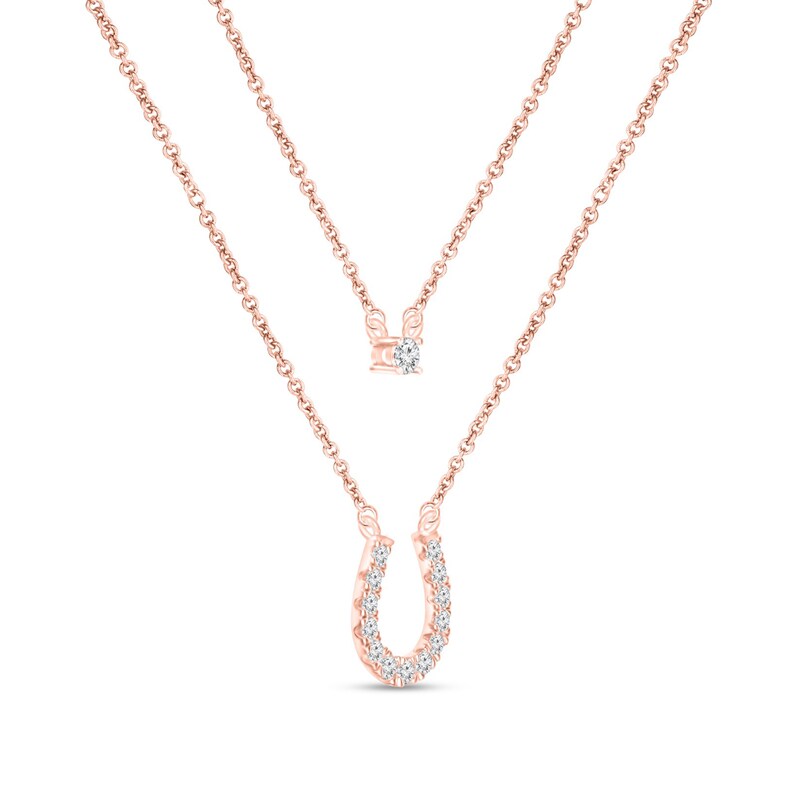 1/4 CT. T.W. Diamond Horseshoe Double Strand Layered Necklace in 10K Rose Gold