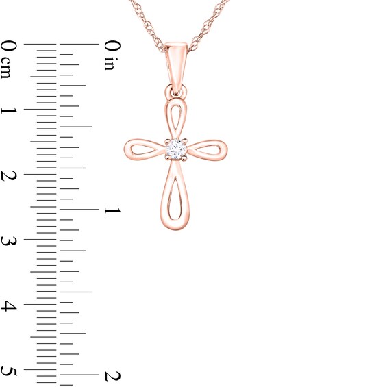 Diamond Accent Loop Cross Pendant in 10K Rose Gold