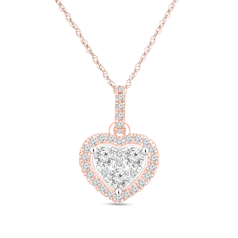 1/4 CT. T.W. Composite Diamond Heart-Shaped Frame Pendant in 10K Rose Gold