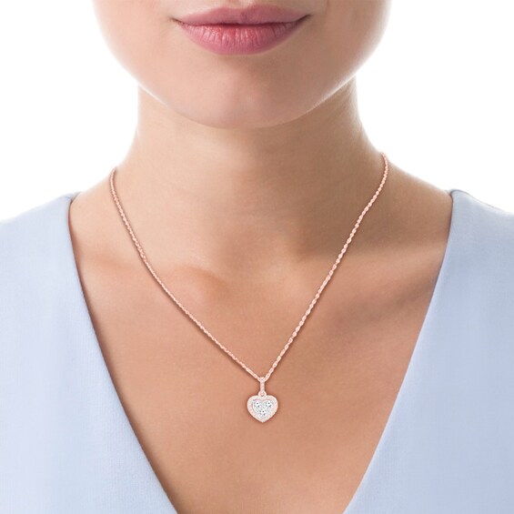 1/4 CT. T.w. Composite Diamond Heart-Shaped Frame Pendant in 10K Rose Gold