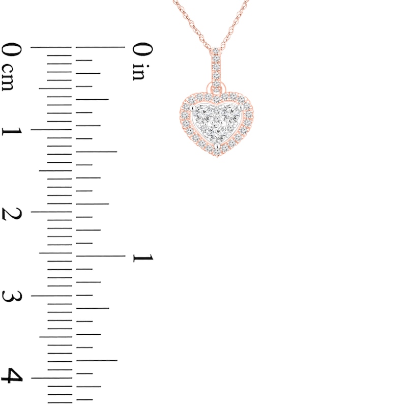 1/4 CT. T.W. Composite Diamond Heart-Shaped Frame Pendant in 10K Rose Gold