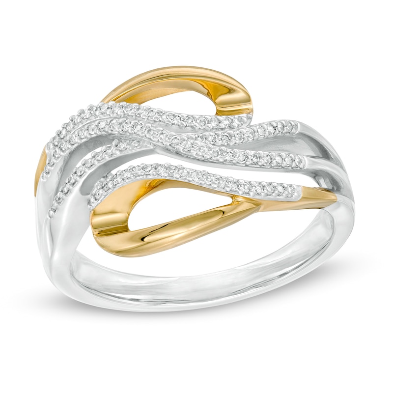 Main Image 1 of 1/6 CT. T.W. Diamond Wave Looped Ring in Sterling Silver and 10K Gold