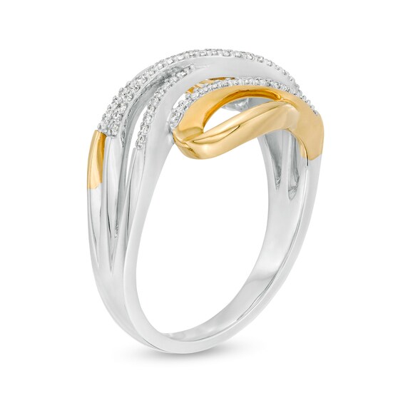 1/6 CT. T.w. Diamond Wave Looped Ring in Sterling Silver and 10K Gold
