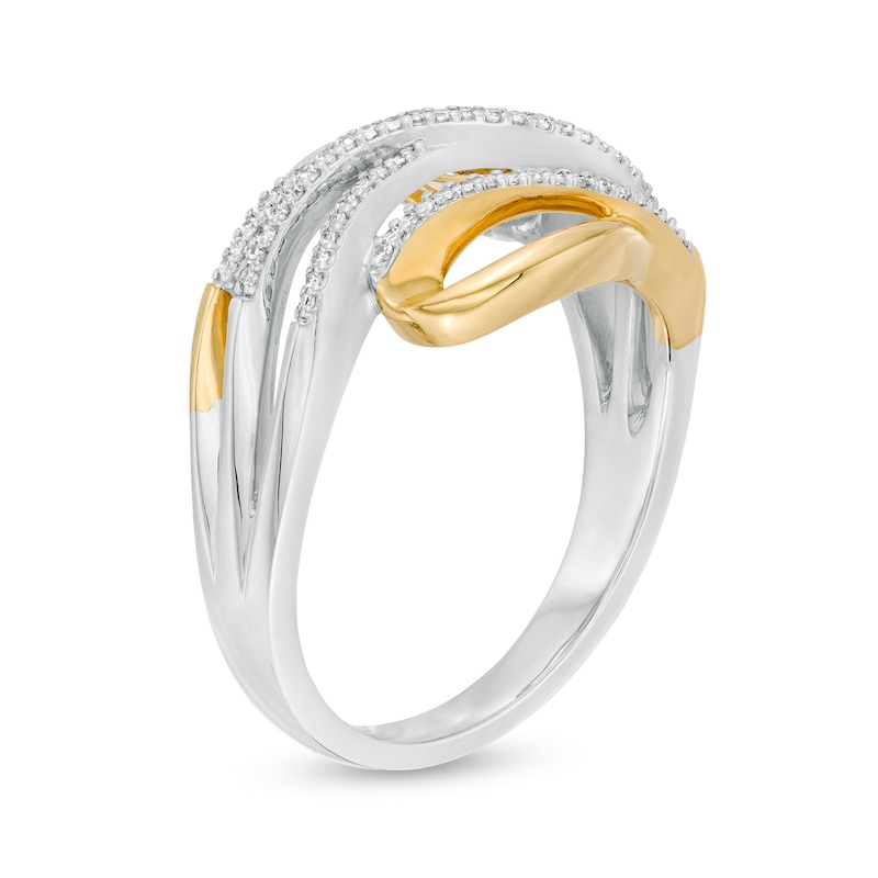 Main Image 3 of 1/6 CT. T.W. Diamond Wave Looped Ring in Sterling Silver and 10K Gold