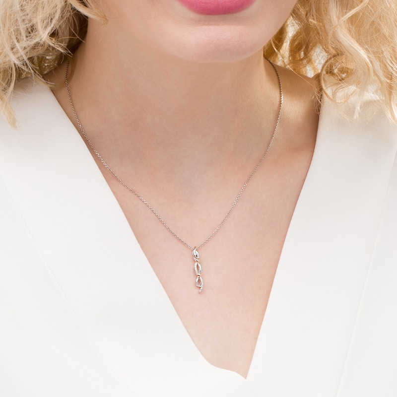 Main Image 2 of Diamond Accent Twist Heart Pendant in Sterling Silver and 10K Rose Gold