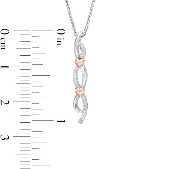 Diamond Accent Twist Heart Pendant in Sterling Silver and 10K Rose Gold
