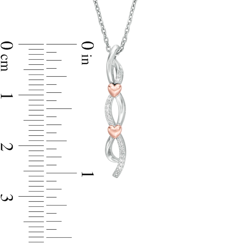 Main Image 4 of Diamond Accent Twist Heart Pendant in Sterling Silver and 10K Rose Gold