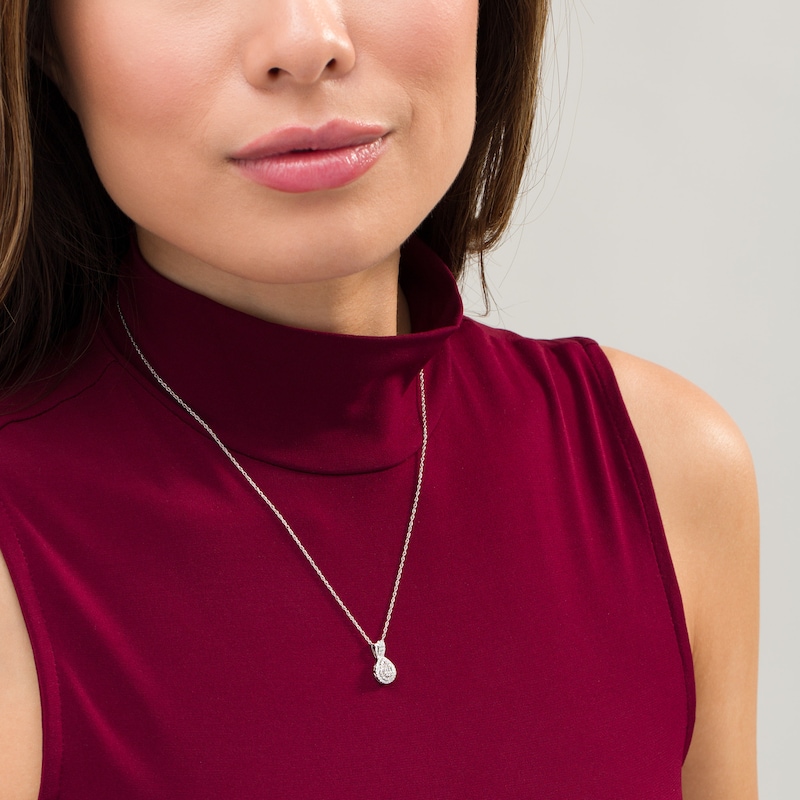 Main Image 2 of 1/4 CT. T.W. Composite Diamond Double Pear-Shaped Frame Pendant in 10K White Gold
