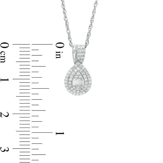 1/4 CT. T.w. Composite Diamond Double Pear-Shaped Frame Pendant in 10K White Gold