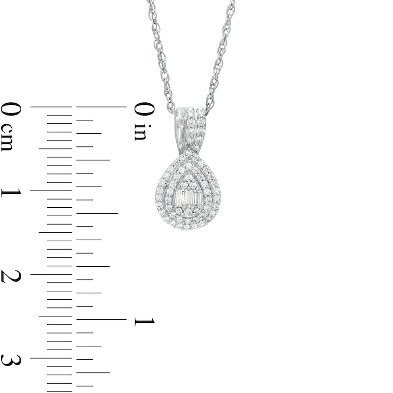 Main Image 3 of 1/4 CT. T.W. Composite Diamond Double Pear-Shaped Frame Pendant in 10K White Gold