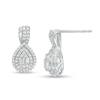 Thumbnail Image 0 of 1/3 CT. T.W. Baguette and Round Composite Diamond Pear-Shaped Frame Drop Earrings in 10K White Gold