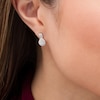Thumbnail Image 1 of 1/3 CT. T.W. Baguette and Round Composite Diamond Pear-Shaped Frame Drop Earrings in 10K White Gold