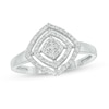 Thumbnail Image 0 of 1/4 CT. T.W. Composite Diamond Double Tilted Cushion Frame Ring in 10K White Gold