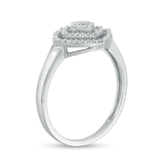 1/4 CT. T.w. Composite Diamond Double Tilted Cushion Frame Ring in 10K White Gold