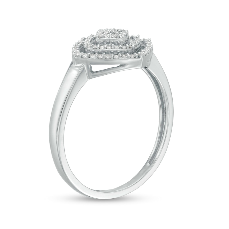 Main Image 3 of 1/4 CT. T.W. Composite Diamond Double Tilted Cushion Frame Ring in 10K White Gold