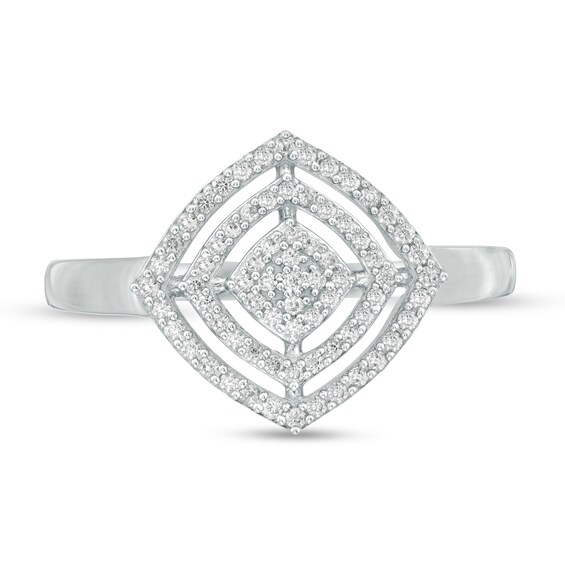 1/4 CT. T.w. Composite Diamond Double Tilted Cushion Frame Ring in 10K White Gold