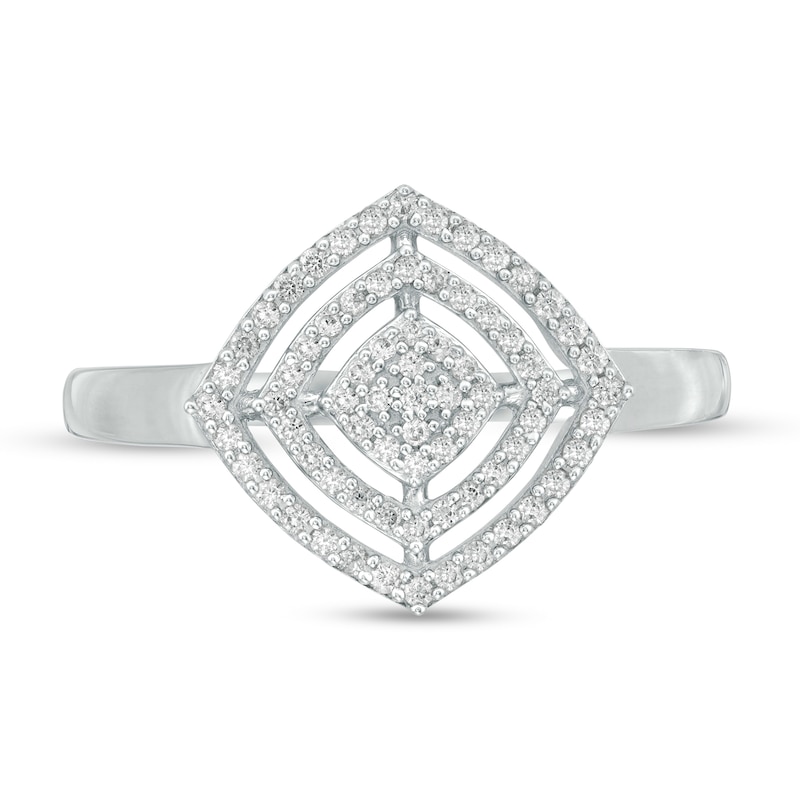 Main Image 4 of 1/4 CT. T.W. Composite Diamond Double Tilted Cushion Frame Ring in 10K White Gold
