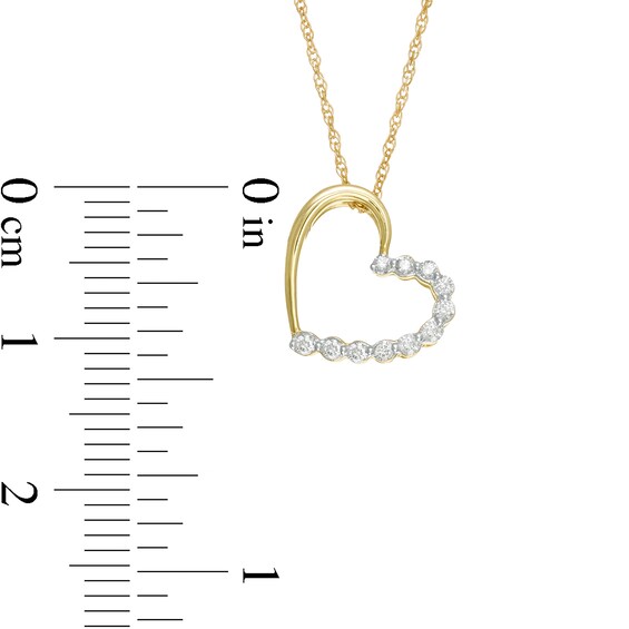 1/10 CT. T.w. Diamond Tilted Heart Pendant in 10K Gold