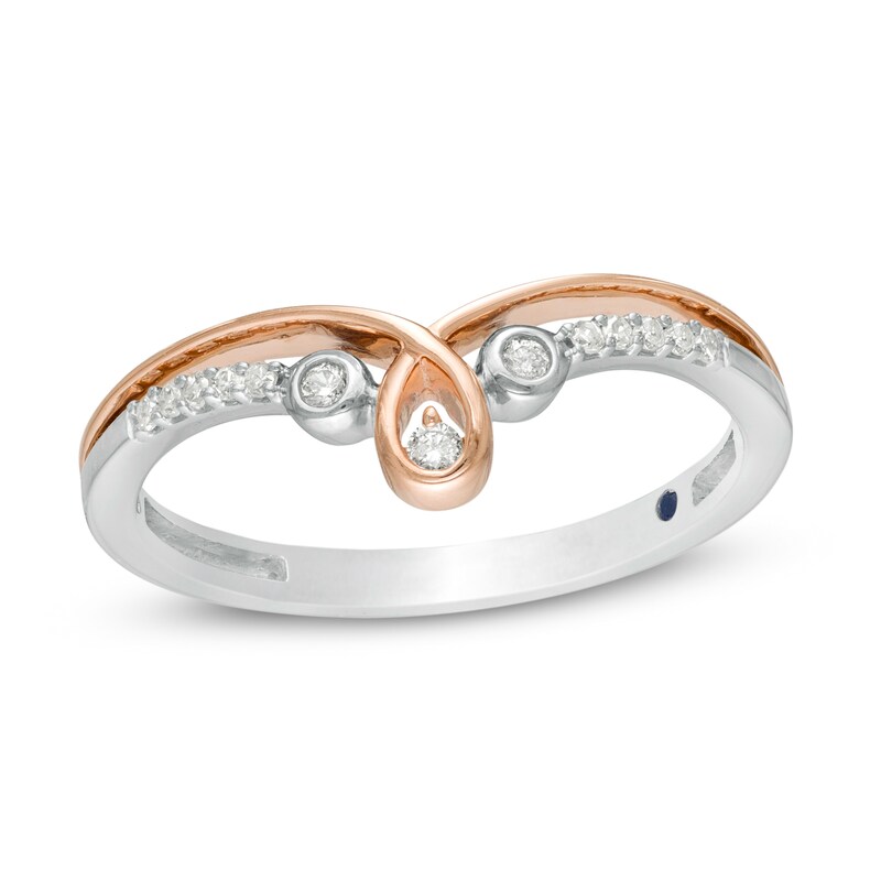 Main Image 1 of Cherished Promise Collection™ 1/10 CT. T.W. Diamond Loop Promise Ring in 10K Two-Tone Gold