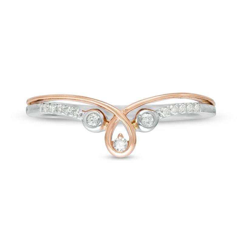 Main Image 4 of Cherished Promise Collection™ 1/10 CT. T.W. Diamond Loop Promise Ring in 10K Two-Tone Gold
