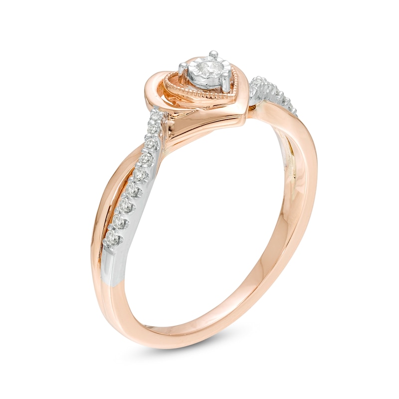 Cherished Promise Collection™ 1/8 CT. T.W. Diamond Heart Frame Promise Ring in 10K Two-Tone Gold