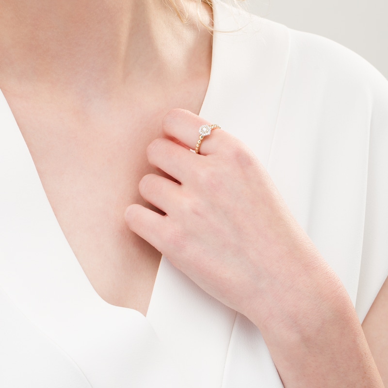 Main Image 2 of Cherished Promise Collection™ 1/6 CT. T.W. Diamond Hexagonal Frame Beaded Shank Promise Ring in 10K Gold