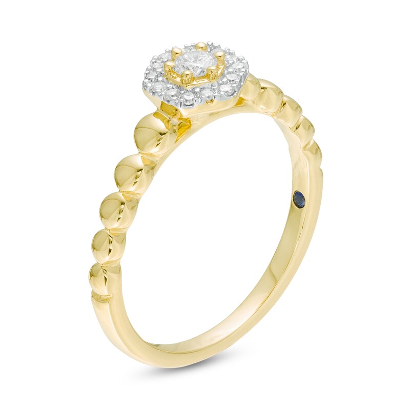 Main Image 3 of Cherished Promise Collection™ 1/6 CT. T.W. Diamond Hexagonal Frame Beaded Shank Promise Ring in 10K Gold