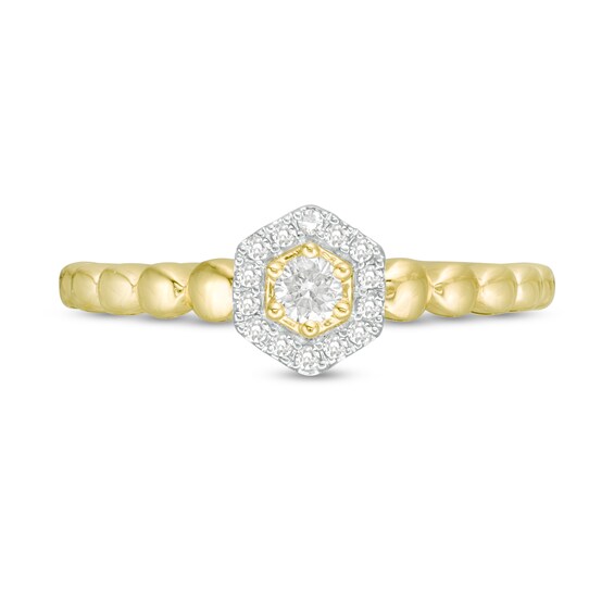 Cherished Promise Collectionâ¢ 1/6 CT. T.w. Diamond Hexagonal Frame Beaded Shank Promise Ring in 10K Gold