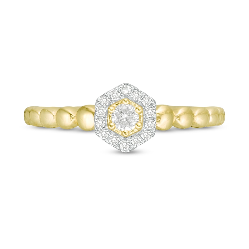 Cherished Promise Collection™ 1/6 CT. T.W. Diamond Hexagonal Frame Beaded Shank Promise Ring in 10K Gold