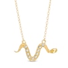 Thumbnail Image 1 of 1/20 CT. T.W. Diamond Snake Necklace in 10K Gold - 17"