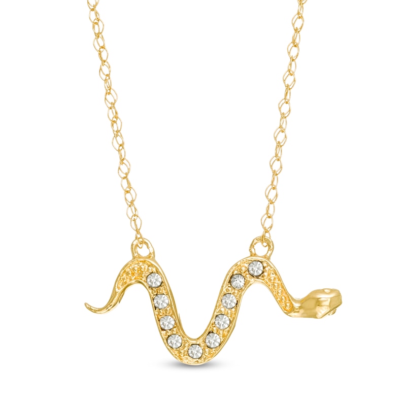 Main Image 1 of 1/20 CT. T.W. Diamond Snake Necklace in 10K Gold - 17"