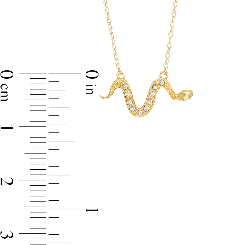 Main Image 3 of 1/20 CT. T.W. Diamond Snake Necklace in 10K Gold - 17"