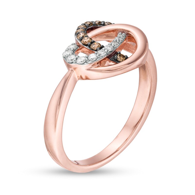 Main Image 3 of 1/5 CT. T.W. Champagne and White Diamond Orbit Ring in 10K Rose Gold