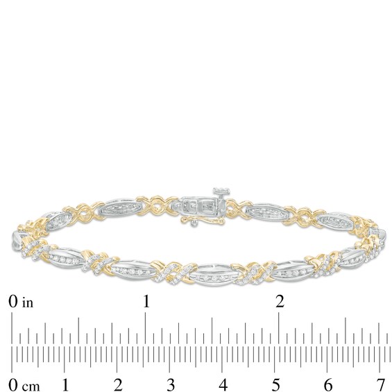 1 CT. T.w. Diamond Alternating Twist Link Bracelet in 10K Two-Tone Gold– 7.5"