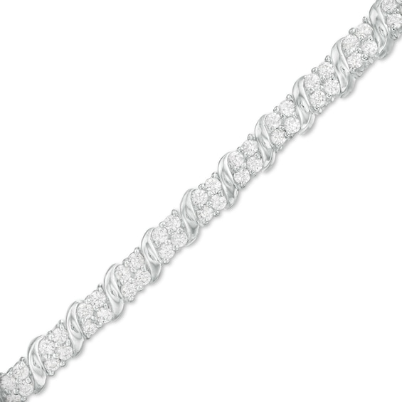 2 CT. T.w. Diamond "S" Tennis Bracelet in 10K White Gold