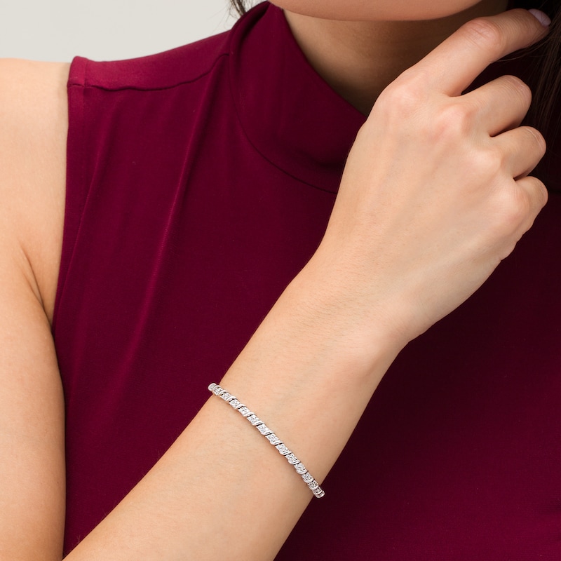 Main Image 2 of 2 CT. T.W. Diamond "S" Tennis Bracelet in 10K White Gold