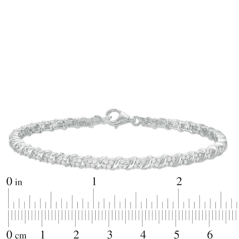 Main Image 4 of 2 CT. T.W. Diamond "S" Tennis Bracelet in 10K White Gold