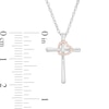 Thumbnail Image 2 of Diamond Accent Cross with Tilted Heart Outline Pendant in Sterling Silver and 10K Rose Gold