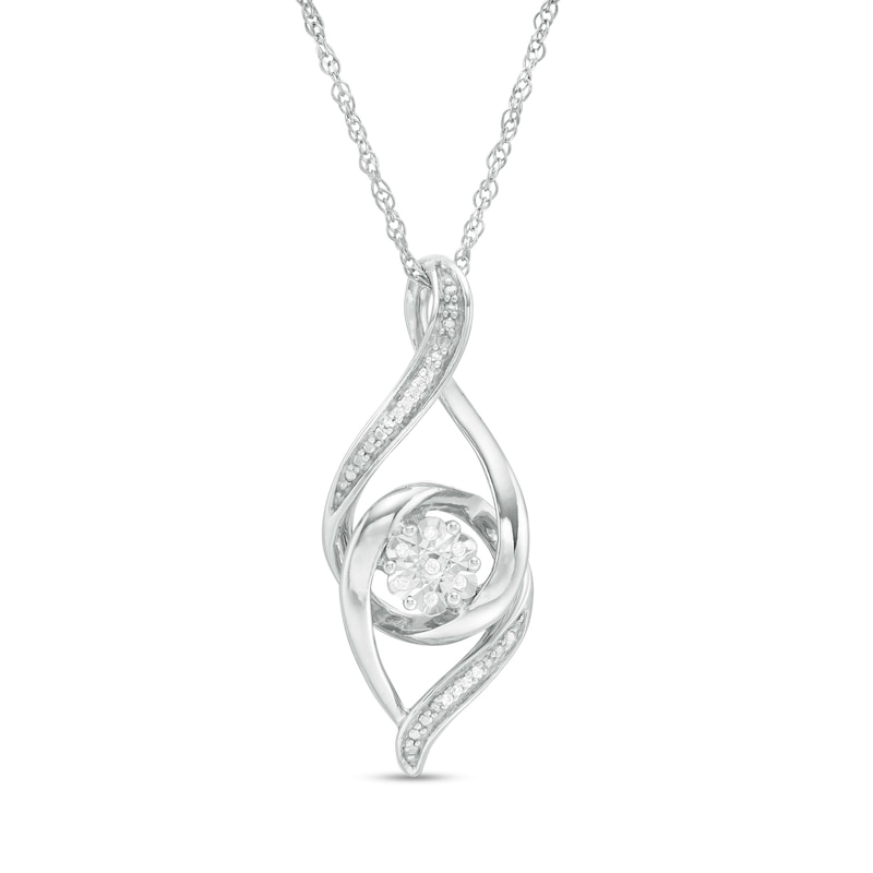 Main Image 1 of 1/20 CT. T.W. Diamond Flame Pendant in Sterling Silver