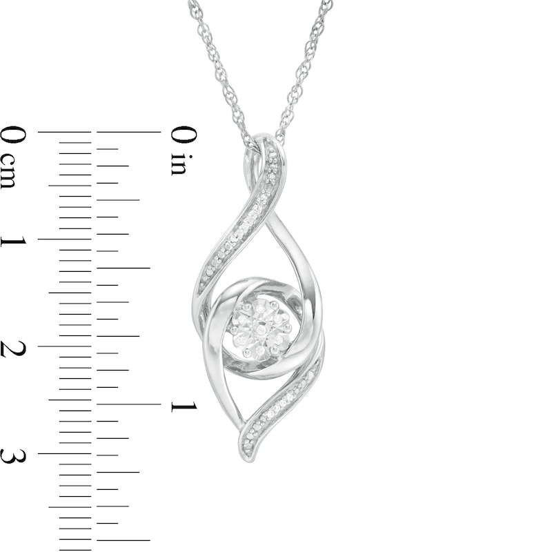 Main Image 3 of 1/20 CT. T.W. Diamond Flame Pendant in Sterling Silver