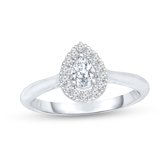 1/4 CT. T.w. Pear-Shaped Diamond Frame Promise Ring in 10K White Gold