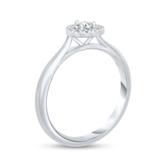 1/4 CT. T.w. Pear-Shaped Diamond Frame Promise Ring in 10K White Gold