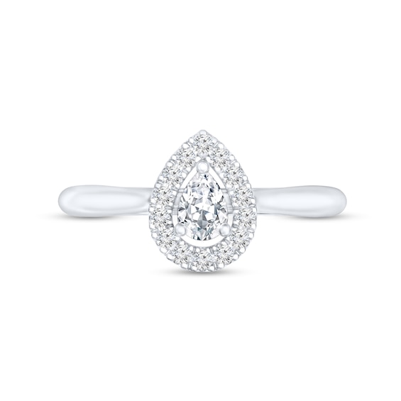 1/4 CT. T.w. Pear-Shaped Diamond Frame Promise Ring in 10K White Gold